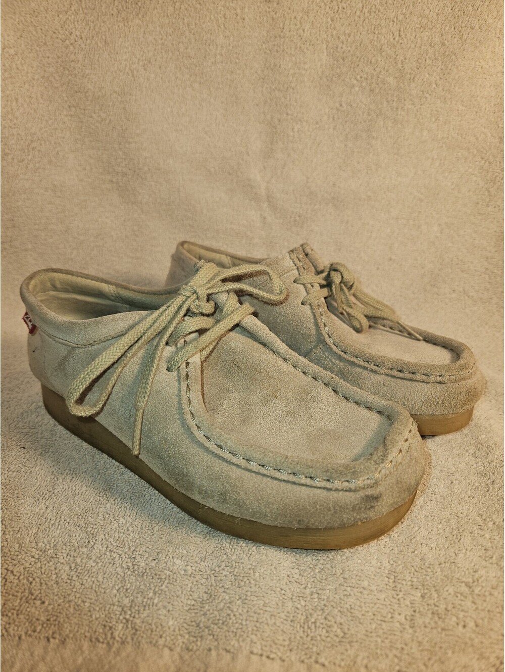 Clarks Collection Padmora Womens 5M Beige Suede Leather Moc Toe Oxford Shoes